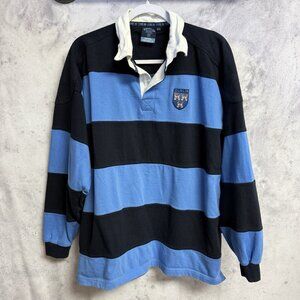 Vintage Dublin Rugby Shirt Mens XXL 24.5x28.5 Blue Striped Long Sleeve